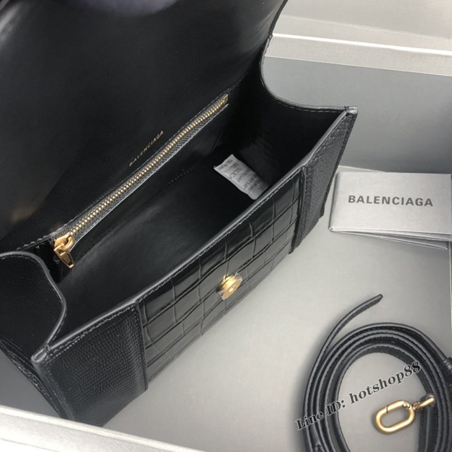 Balenciaga專櫃爆款黑色三拼全皮手提包 巴黎世家三拼沙漏包 fyj1524